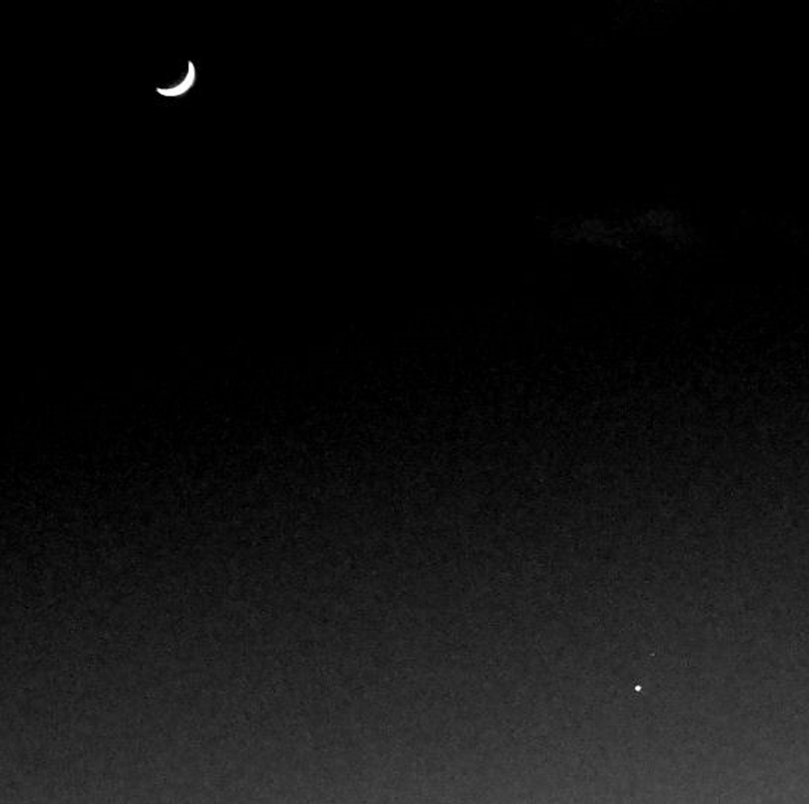 Moon, Venus, Mars 21st February unknown year By Bill Samson. Camera: Fujifilm XF1. Auto settings. f/4.8 ISO-1600 1/13 second. Enhanced with Picassa.
